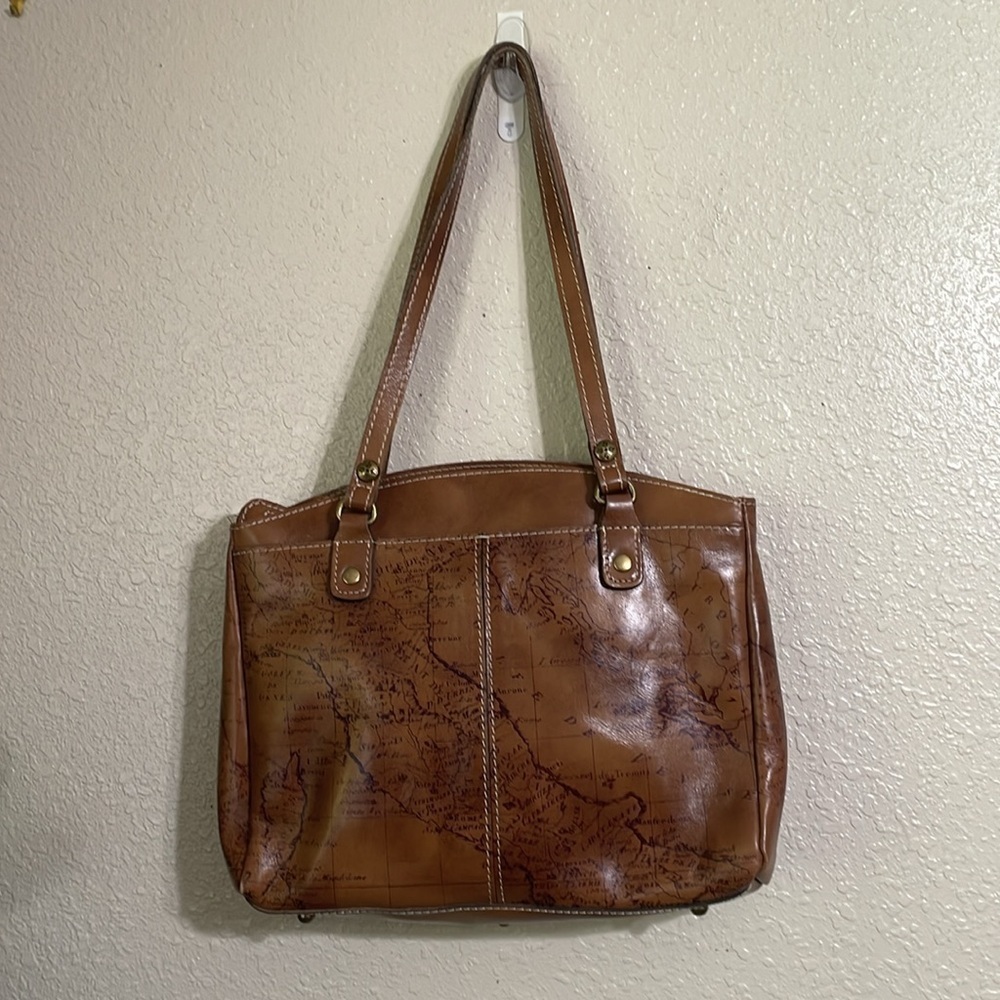 Patricia Nash Poppy map print leather satchel - Picture 5 of 12